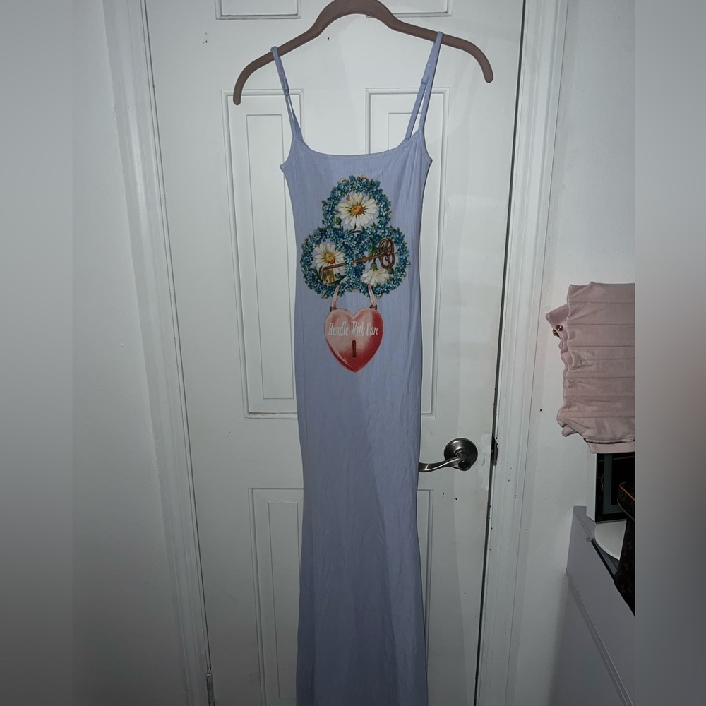 Boys Lie Lavender Slip Dress with Floral Heart Print